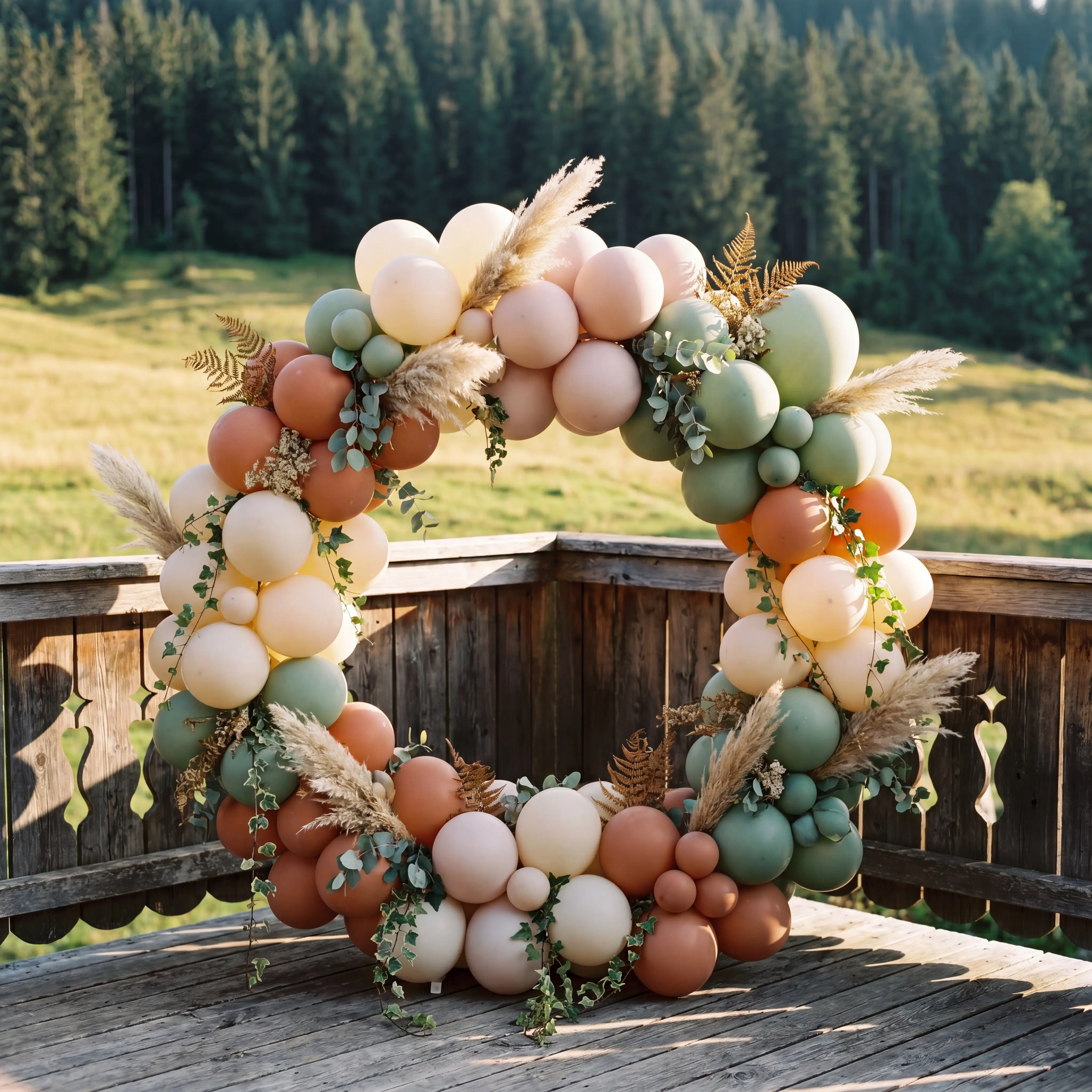 Balloon-Installation in Allgäuer Berglandschaft